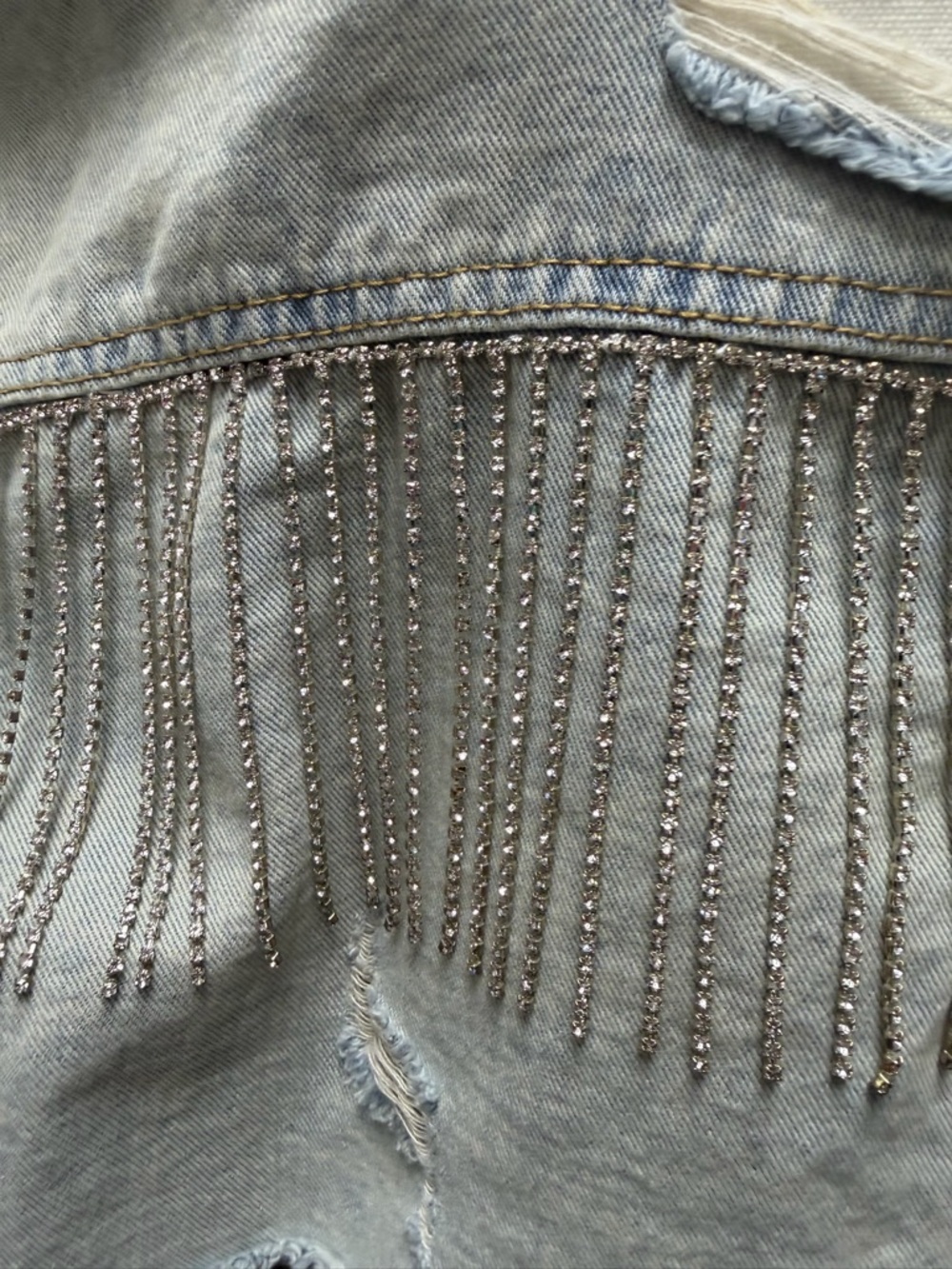 Blue B Rhinestone Fringe Denim Jacket - Picture 7 of 13